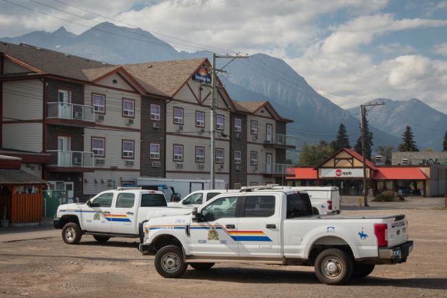 The RCMP’s Community-Industry Response Group is a regular presence on Wet’suwet’en territory. The unit racked up more than $11 million in expenses for policing the area last fiscal year. Photo by Amanda Follett Hosgood.
