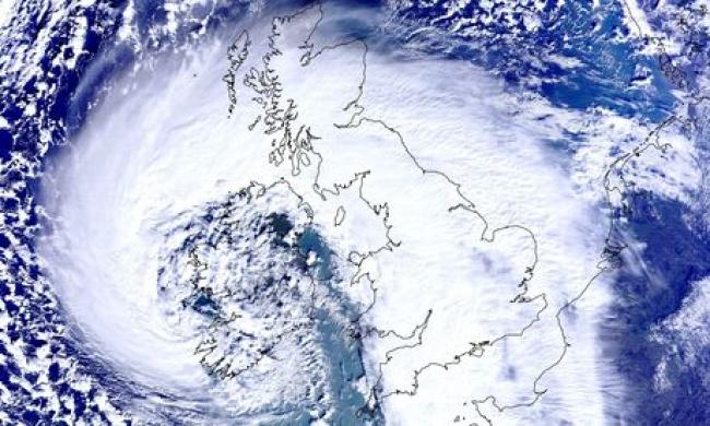 Satellite image of UK and storm