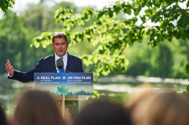 Conservative Leader Andrew Scheer speaks about his party's environmental policies in Chelsea, Que., on June 19, 2019. Photo by Kamara Morozuk