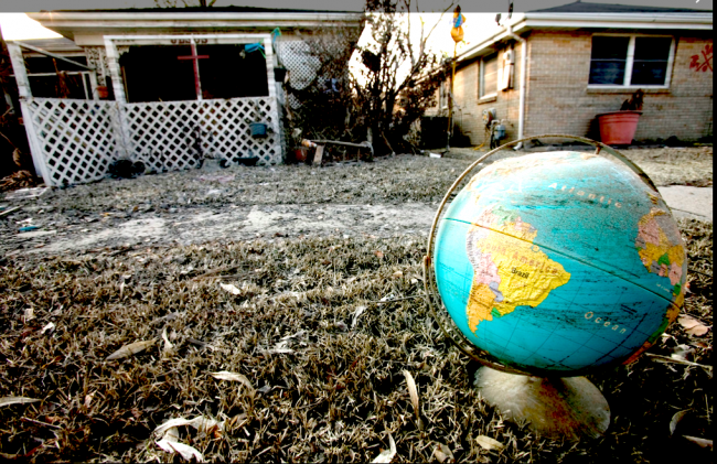 Sept. 9, 2005: Household item left in a front yard after the flood waters receded in the Lower 9th Ward following Hurricane Katrina. (Andrea Booher/FEMA)
