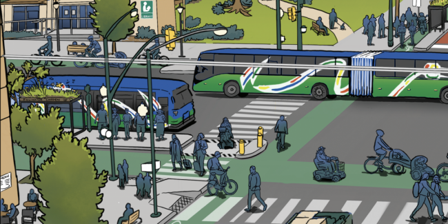 Free public transit: A path to climate justice - illustration