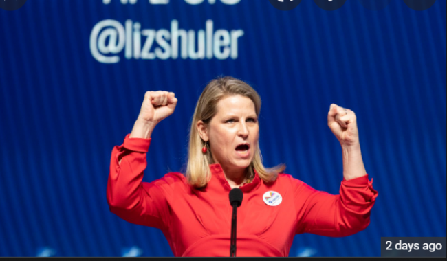 AFL-CIO President Liz Shuler speaks during the American Federation of Teachers convention on July 15, 2022. (Michael Dwyer / AP Photo)