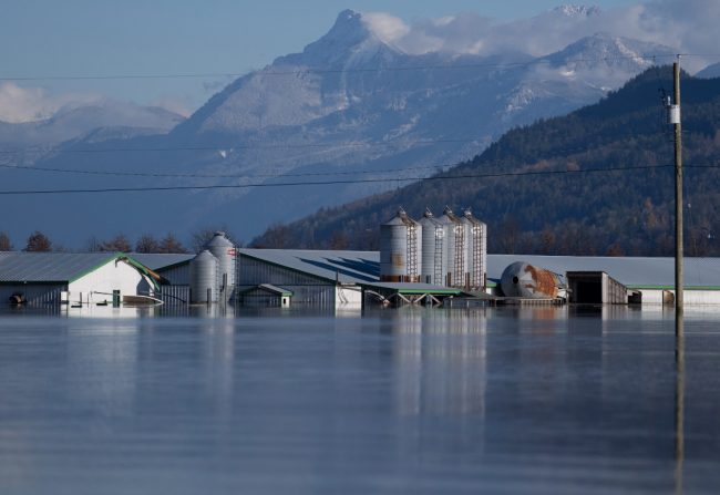 A catastrophic atmospheric river caused extensive flooding in B.C.’s Sumas Prairie in November 2021. As governments allocate billions of dollars for rebuilding, experts are proposing more funds be spent on nature-based solutions informed by Traditional Knowledge. Photo: Jonathan Hayward / The Canadian Press