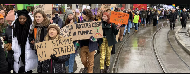 Greta Thunberg leads climate action campaigners in a march in Stockholm on November 25, 2022. (Photo: @GretaThunberg/Twitter)