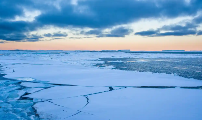 Broken and melting sea ice in the Weddell Sea, Antarctica. Photograph: Peace Portal Photo/Alamy