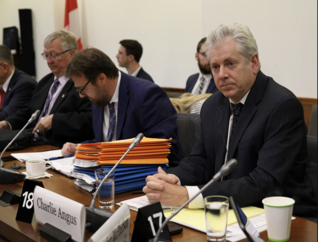 NDP MP Charlie Angus at the Standing Committee on Natural Resources on Oct. 16, 2023. Photo by Natasha Bulowski/Canada's National Observer