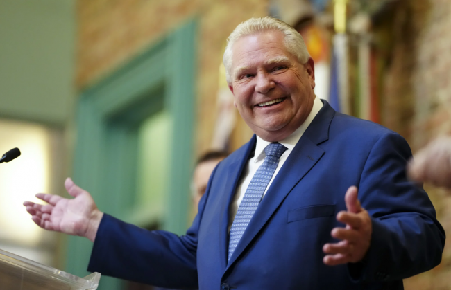 Ontario Premier Doug Ford takes part in a press conference at Ottawa City Hall on Monday, April 29, 2024. THE CANADIAN PRESS/Sean Kilpatrick