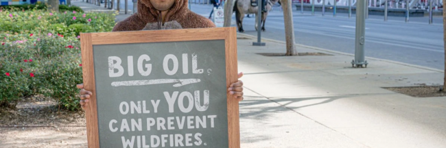 A protester at a Big Oil convention in Houston, Texas, on March 19, 2024. (Photo: Marcus Ingram/Getty Images for Climate Power)