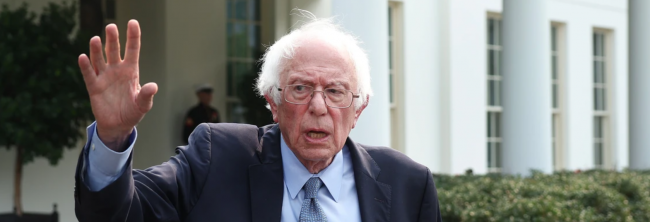 U.S. Sen. Bernie Sanders (I-Vt.) speaks to the media outside the White House on July 17, 2023 in Washington, D.C. (Photo: Kevin Dietsch/Getty Images)"