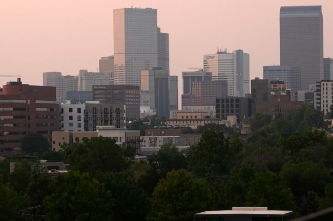 Air quality in Denver was badly affected by wildfire smoke from blazes in Oregon and provinces of western Canada on July 24, 2024. David Zalubowski/AP