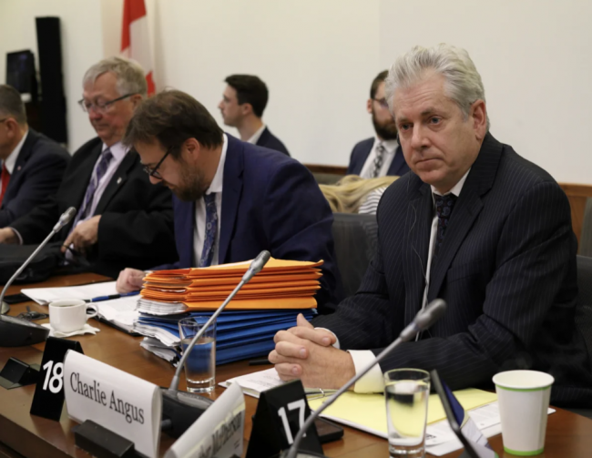 NDP MP Charlie Angus pictured before a meeting of the federal Standing Committee on Natural Resources in October 2023. File photo by Natasha Bulowski / Canada's National Observer