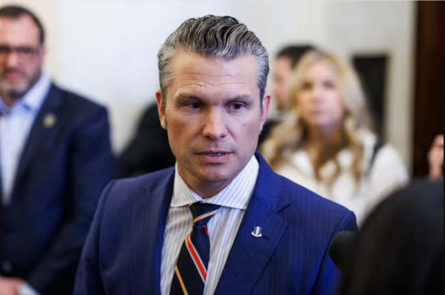 Pete Hegseth speaks to the media at the capitol in Washington DC on 21 November 2024. Photograph: Aaron Schwartz/EPA