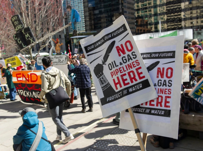 File photo of an oil and gas protest in Vancouver. The International Court of Justice has recently stated that countries could be in violation of international law if they fail to take measures to protect the planet from climate change. Photo by Jason Payne /PNG