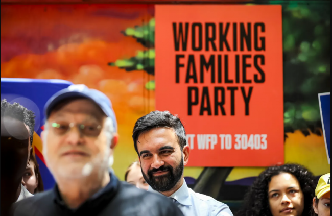 New York City Mayor-elect Zohran Mamdani, center, had the Working Families Party endorsement. Credit: Michael Nigro/Sipa USA via AP Images