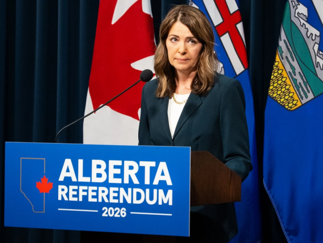 Alberta Premier Danielle Smith speaks at a press conference at McDougall Centre in Calgary. Photo by Dean Pilling /Postmedia