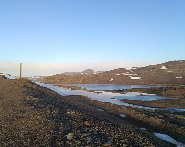 On King George Island the landscape has changed from mostly white to brown, grey and green. Photograph: Luis Muñoz