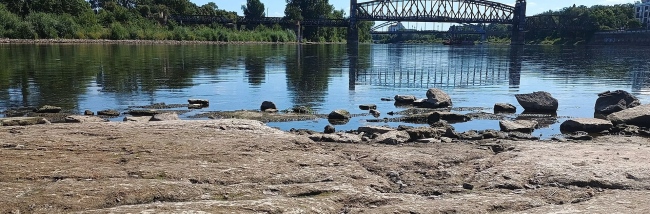 The Elbe River in Magdeburg, Germany, on Aug. 8, 2026. The river, which flows through the Czech Republic and Germany, saw record-low water levels amid intense droughts and heatwaves across Europe. (Roy Zuo/Wikimedia Commons), CC BY-SA