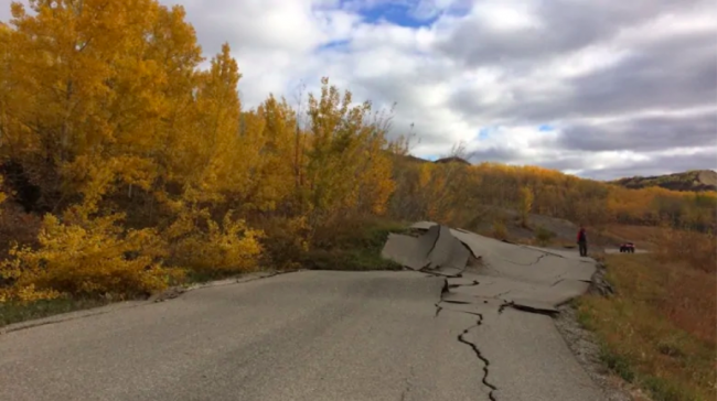 A landslide in Northern B.C. is just one kilometre from Site C. Photo from B.C. Ministry of Transportation and Infrastructure