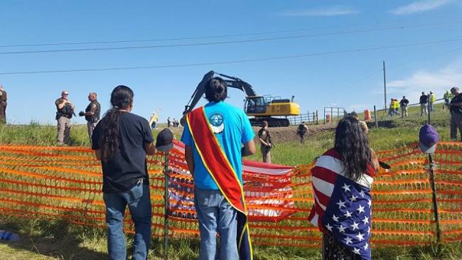 Standing Rock Sioux Tribe and their allies protest construction of the Dakota Access Pipeline. (Photo: Waniya Locke)