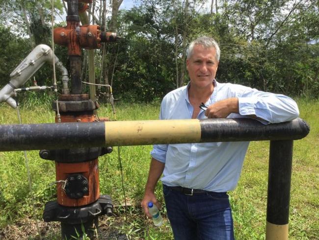 Steven Donziger, attorney for Ecuador's Frente de Defensa de la Amazonía, at one of Chevron’s abandoned oil wells in 2017. Donziger won the historic lawsuit against Chevron in 2011. He is now under home detention in New York. Photo by Lisa Gibbons.