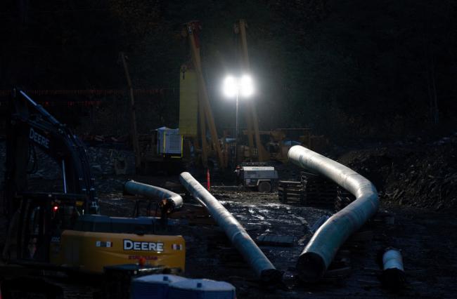 Construction of the Trans Mountain pipeline near Hope, BC, in October. The pipeline is currently shut down due to massive floods and landslides that hit the province last week. Photo by Jonathan Hayward, the Canadian Press.