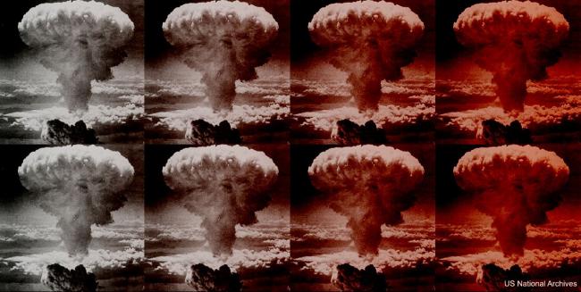 Carbon-bombing the climate. Fossil fuel pollution is pumping an additional four atomic bombs worth of energy into our rapidly destabilizing climate system every second. Photo via U.S. National Archives