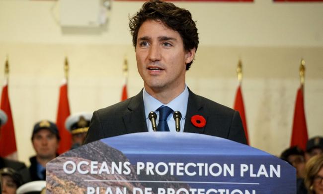 Prime Minister Trudeau announces the National Oceans Protection Plan in Vancouver, B.C. on Mon. Nov. 7, 2016. Photo by Elizabeth McSheffrey.