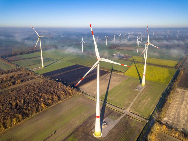 Wind turbines in the German countryside. After a short fallback on fossil fuels, Europe is on track to outpace its pledge to generate 40 per cent of its total energy from renewables by 2030. Image via Shutterstock.