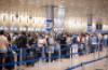 Passengers at the departure hall at Ben Gurion International airport, near Tel Aviv, September 18, 2025. (Chaim Goldberg/Flash90)