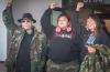Corey Jocko, left, Shaylynn Sampson, centre, and Sleydo’ Molly Wickham, right, leave the Smithers courthouse on Friday after learning that they will not receive jail time for blocking access to the Coastal GasLink pipeline four years ago. Photo for The Tyee by Amanda Follett Hosgood.