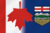 Alberta flag with upside down Maple Leaf flag