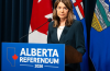 Alberta Premier Danielle Smith speaks at a press conference at McDougall Centre in Calgary. Photo by Dean Pilling /Postmedia