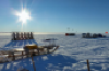 Image of sled at a research station near the Thwaites Glacier in Antarctica. Image courtesy of Peter Davis / British Antarctic Survey