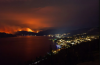 A view from Peachland shows flames and heavy smoke rising from the Bald Range wildfire near Summerland. Photo by DARREN HULL /AFP via Getty Images