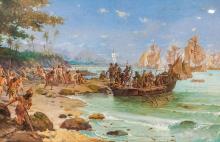 Depiction of Pedro Álvares Cabral landing in Porto Seguro in 1500, ushering in more than 300 years of Portuguese rule of Colonial Brazil. By Oscar Pereira da Silva – Own work, Public Domain, https://commons.wikimedia.org/w/index.php?curid=45711161