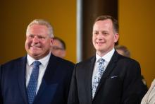 Ontario Premier Doug Ford (left) and Environment Minister Jeff Yurek, pictured in 2018. A growing number of First Nations are speaking out about Ford's Bill 197, which the premier said was aimed at helping Ontario's economy. File photo by Alex Tétreault