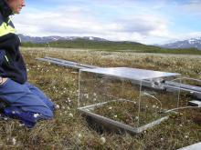 PMMA chambers used to measure methane and CO2 emissions in Storflaket peat bog near Abisko, northern Sweden. Photograph Source: Dentren – CC BY-SA 3.0