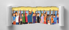 Bus travellers - illustration