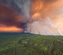 The Donnie Creek wildfire burns in an area between Fort Nelson and Fort St. John, B.C., in this undated handout photo provided by the BC Wildfire Service. Handout photo by BC Wildfire Service