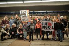 Burnaby residents at City Hall in February 2024 to show support for joining the class action lawsuit against Big Oil. (Credit: Force of Nature Alliance)