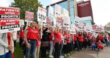 Nurses at Children's Minnesota and United Hospital in St. Paul were among some 15,000 nurses in the Twin Cities and Twin Ports who walked off the job on September 12, 2022 for a three-day strike. (Photo: John Autey/MediaNews Group/St. Paul Pioneer Press via Getty Images)