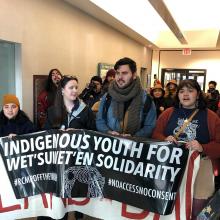 Indigenous youth demand that Canada’s minister of energy and mining meet with Wet’suwet’en hereditary chiefs. INDIGENOUS CLIMATE ACTION VIA FACEBOOK