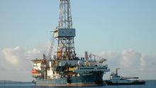 The Frontier Discoverer drilling rig is shown at Dutch Harbor, Alaska, in 2007