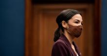 Rep. Alexandria Ocasio-Cortez (D-N.Y.), listens during a press conference introducing the Puerto Rico Self-Determination Act of 2021 on March 18, 2021 in Washington, D.C. (Photo: Anna Moneymaker/AFP via Getty Images)