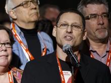 Documentary film producer and Leap Manifesto co-author Avi Lewis is seeking the federal NDP nomination in a riding in southern British Columbia. Lewis is pictured here at an NDP convention in 2016.