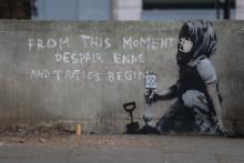 New Banksy artwork near Marble Arch, London, 29 April 2019