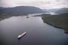 A tanker is anchored in Burrard Inlet just outside of Burnaby, B.C., on Friday, Nov. 25, 2016. The federal government is seeking a way to regulate underwater shipping noise as part of its plan to protect an endangered group of killer whales from increased oil tanker traffic off Vancouver. THE CANADIAN PRESS/Jonathan Hayward