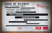 The Code of Silence Awards are presented annually by the Canadian Association of Journalists (CAJ), the Centre for Free Expression at Ryerson University (CFE), and the Canadian Journalists for Free Expression (CJFE). The intent of the awards is to call public attention to government or publicly-funded agencies that work hard to hide information to which the public has a right to under access to information legislation. (CNW Group/Canadian Association of Journalists)