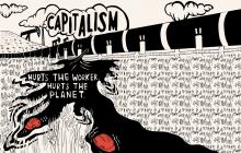 illustration: The ‘just transition’ framework recognizes that capitalism extracts from both workers and the planet. Photo Credit: Ariel DiOrio and Nevena Pilipović-Wengler.