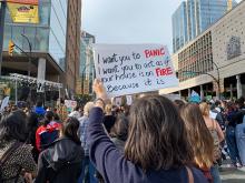 In October, climate protesters filled the streets of Vancouver demanding more action to reduce greenhouse gas emissions. JANET MCDONALD